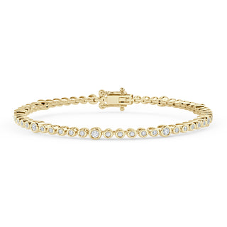 Bezel Round Diamond Tennis Bracelet In Yellow Gold