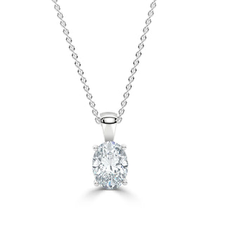Oval Cut Diamond Pendant in White Gold