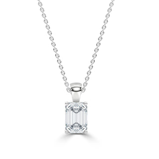 Emerald Cut Diamond Pendant in White Gold