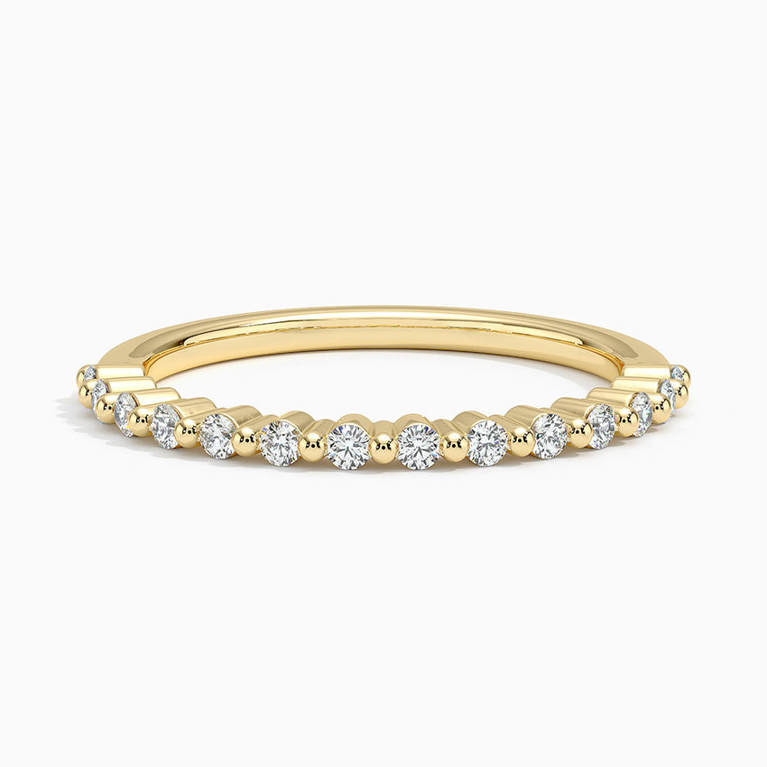 Pronged Diamond Wedding Band Set in Yellow Gold