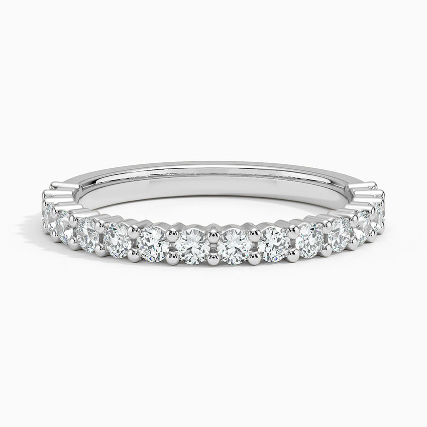 Pronged Diamond Wedding Band in White Gold