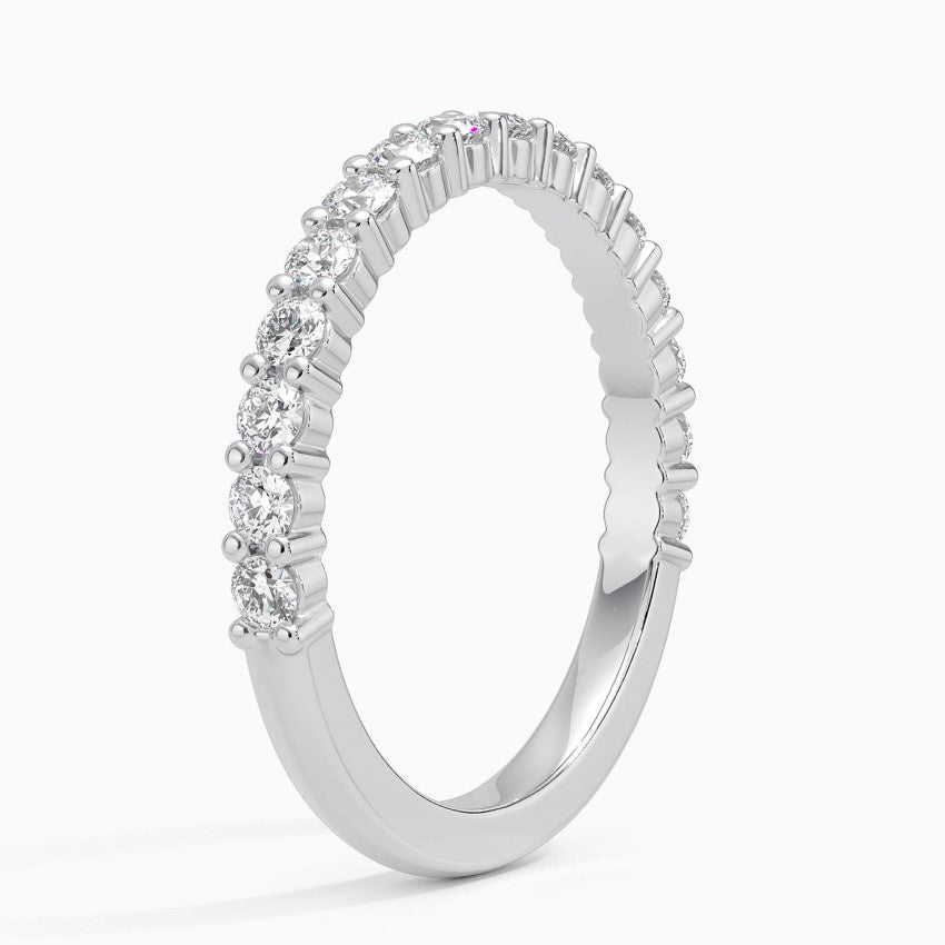 Pronged Diamond Wedding Band in White Gold