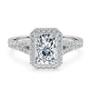 Radiant With Halo Setting and Diamond Band Ring