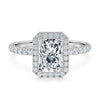 Radiant With Halo Setting And Diamond Band Ring