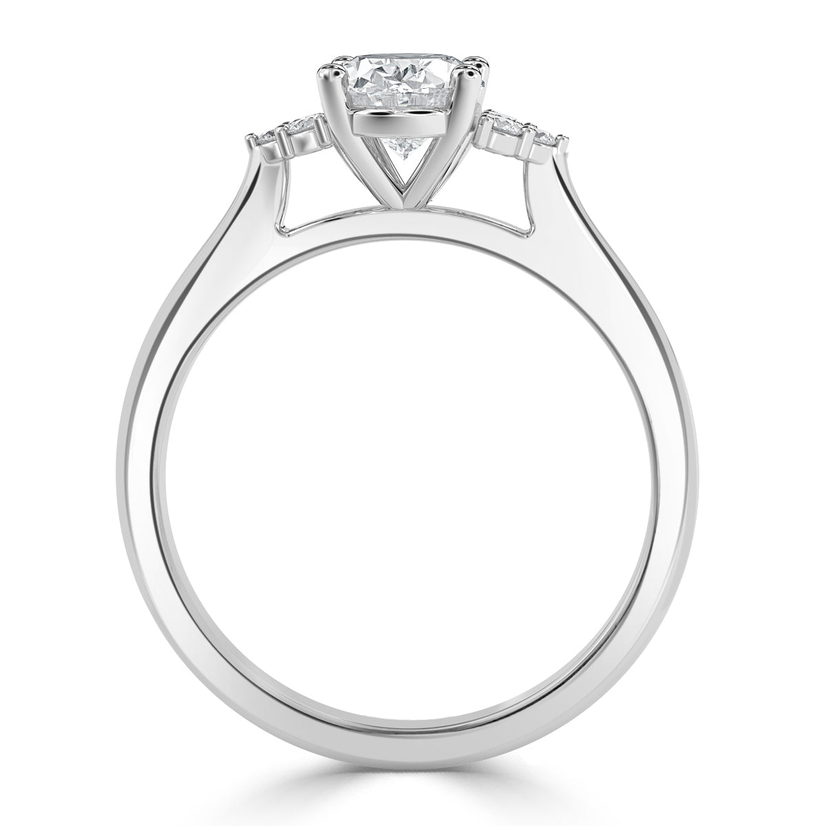 Oval With Round Cluster Trilogy Diamond Ring