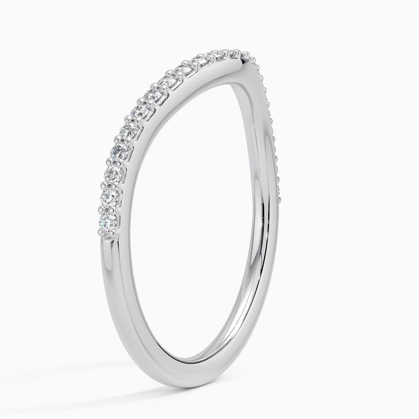 Curved Diamond Wedding Band in White Gold