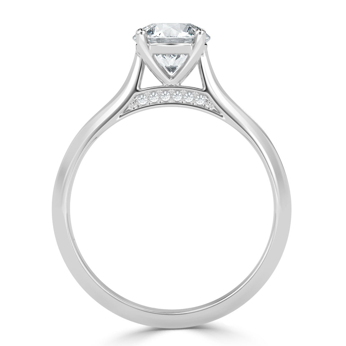 Classic Round Solitaire With Diamond Band Ring