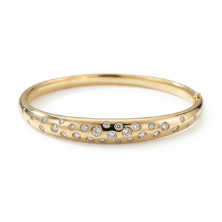 18K Gold Dome Floating Diamond Bangle