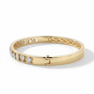 Multi-Shape Lab Diamond Channel Bangle – 18K Gold