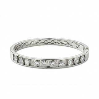 Multi-Shape Lab Diamond Channel Bangle – 18K Gold