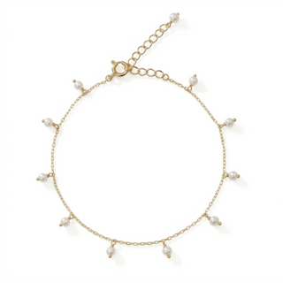 Dainty Pearl Drop Chain Bracelet in Gold