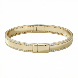 18K Gold Double Row Diamond Bangle