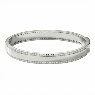18K Gold Double Row Diamond Bangle