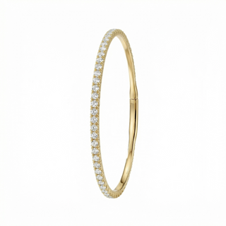 18K Yellow Gold Double Row Diamond Edge Bangle