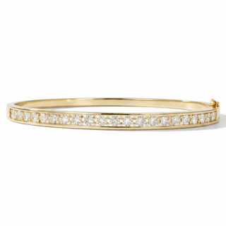 Classic Diamond Channel Bangle – 18K Yellow Gold