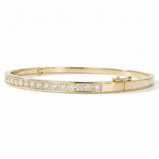Classic Diamond Channel Bangle – 18K Yellow Gold