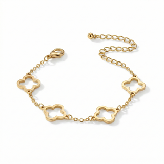 Clover Bracelet in 18K Yellow Gold (Malachite Style)