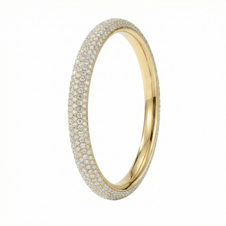 18K Yellow Gold Triple Row Diamond Bangle