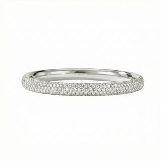 18K Yellow Gold Triple Row Diamond Bangle