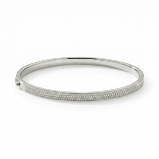 18K Gold Slim Pavé Diamond Bangle