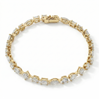 18K Multi-Shape Lab Diamond Tennis Bracelet