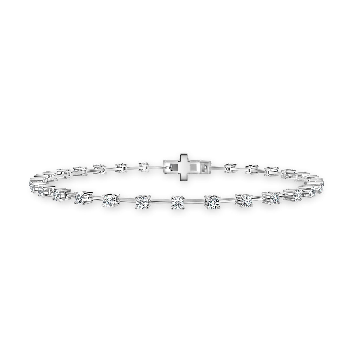 Round Diamond Tennis Bracelet In White Gold