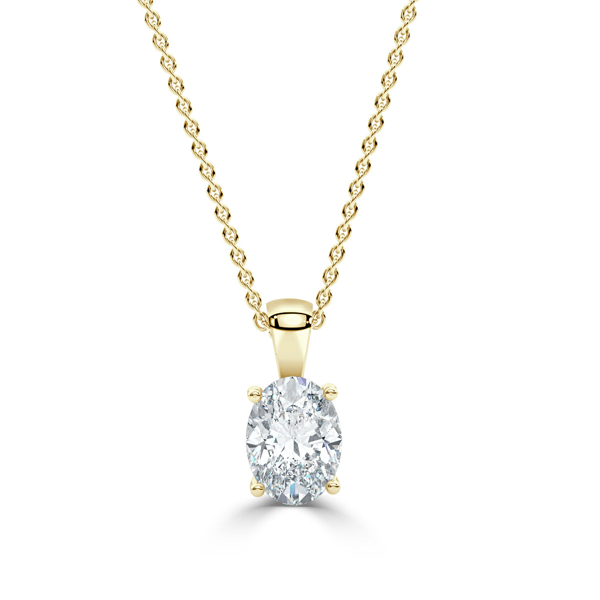 Oval Cut Diamond Pendant in Yellow Gold