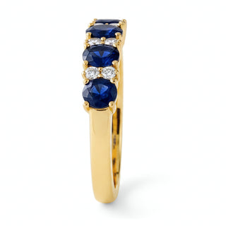 Sapphire & Diamond Alternating Half-Eternity Band