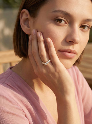 Diamond Chevron Curve Ring