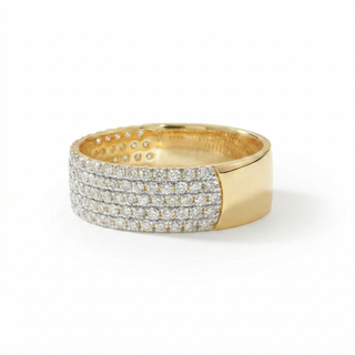Five-Row Pavé Diamond Signet Band Ring