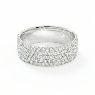 Five-Row Pavé Diamond Signet Band Ring