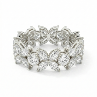 Floral Cluster Diamond Band Ring