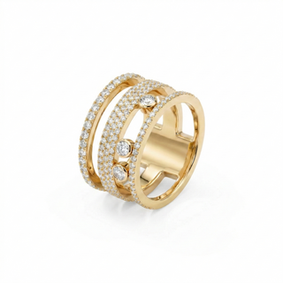 Multi-Row Pavé Diamond Statement Ring