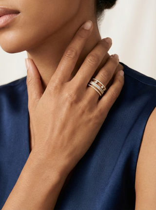 Multi-Row Pavé Diamond Statement Ring