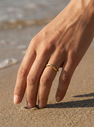 Sculpted Wave Gold Ring in Solid 18K Gold