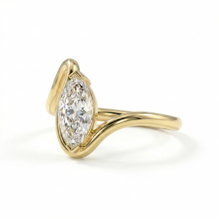 Marquise Wave Diamond Ring in Solid 18K Gold