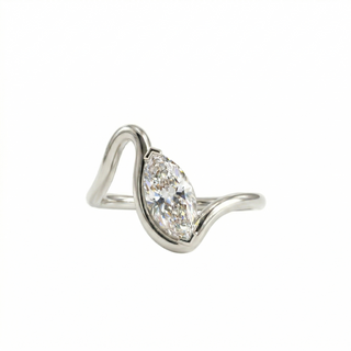 Marquise Wave Diamond Ring in Solid 18K Gold