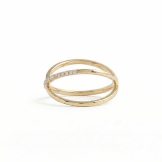 X-Cross Pavé Ring in Yellow Gold