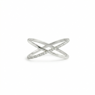 X-Cross Pavé Ring in Yellow Gold