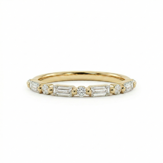 Baguette & Round Diamond Half-Eternity Band