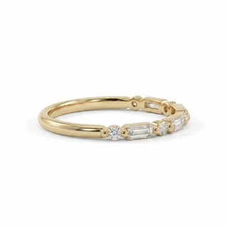Baguette & Round Diamond Half-Eternity Band